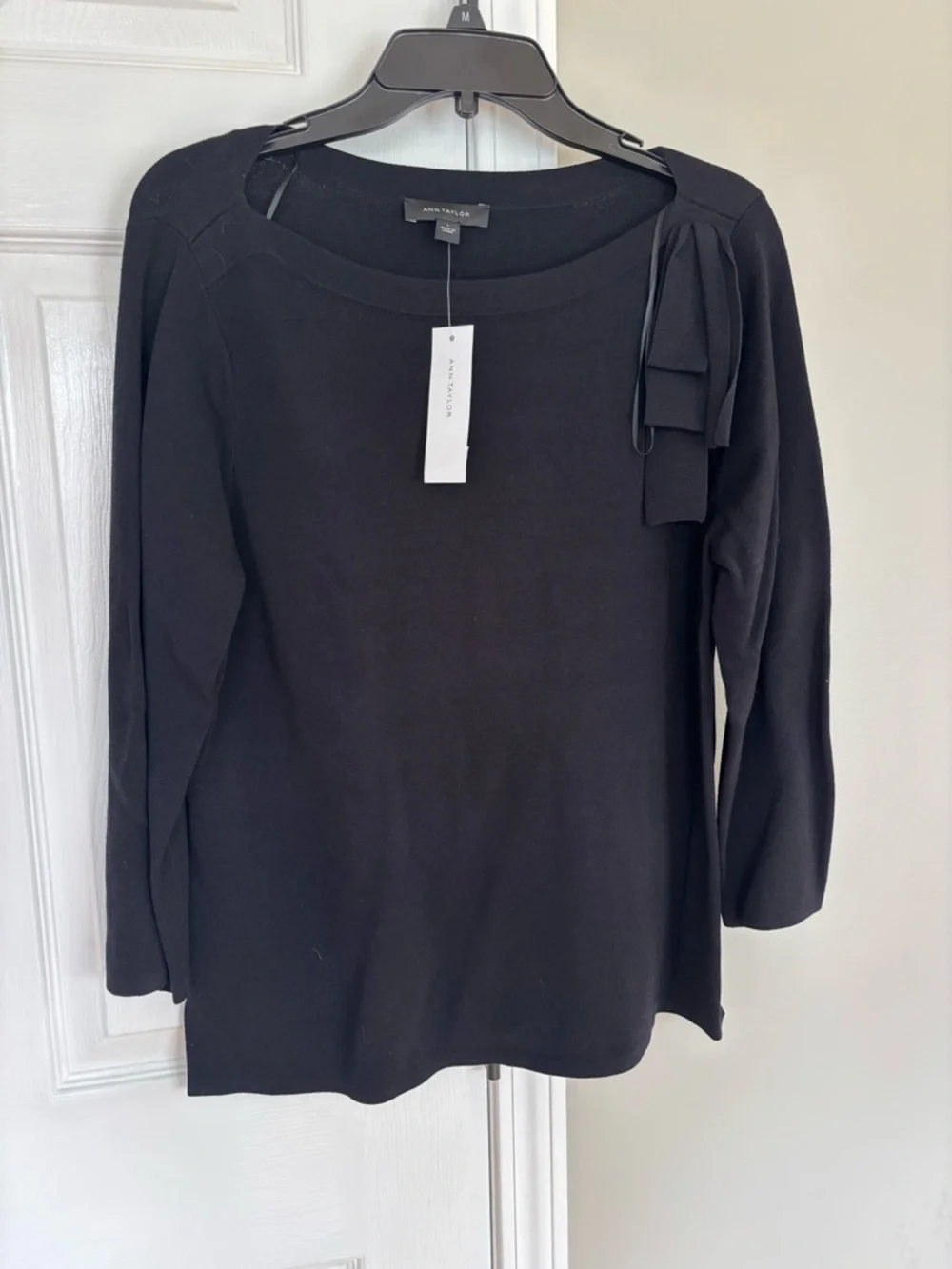 Ann Taylor Black Bow Shoulder Sweater - Picture 2 of 7